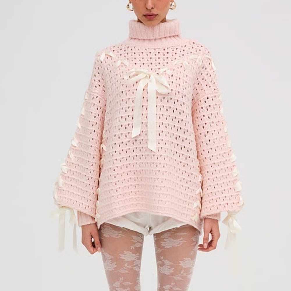 For Love And Lemons Blush Turtleneck Sweater